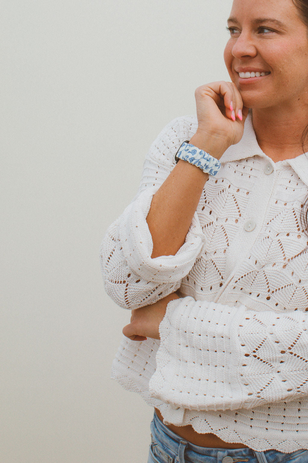 Blue Floral Scrunchie Watch Band