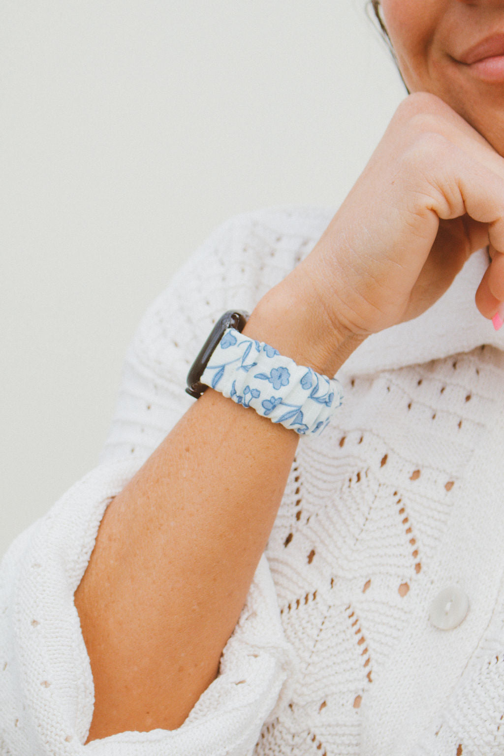 Blue Floral Scrunchie Watch Band