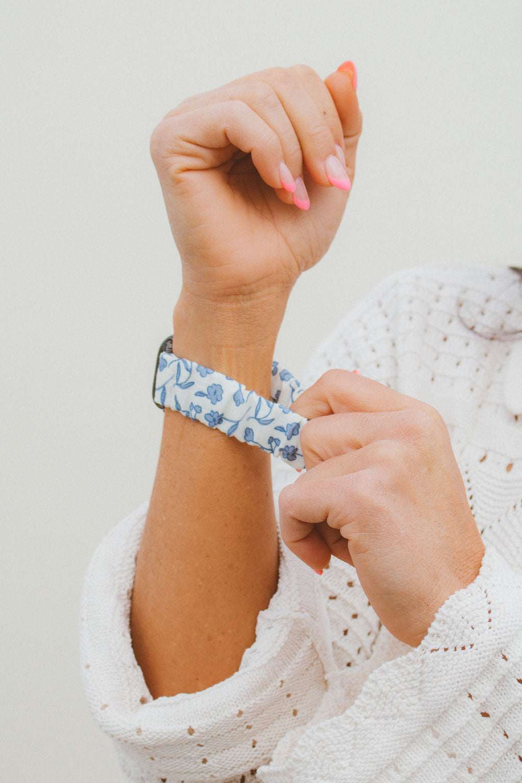 Blue Floral Scrunchie Watch Band