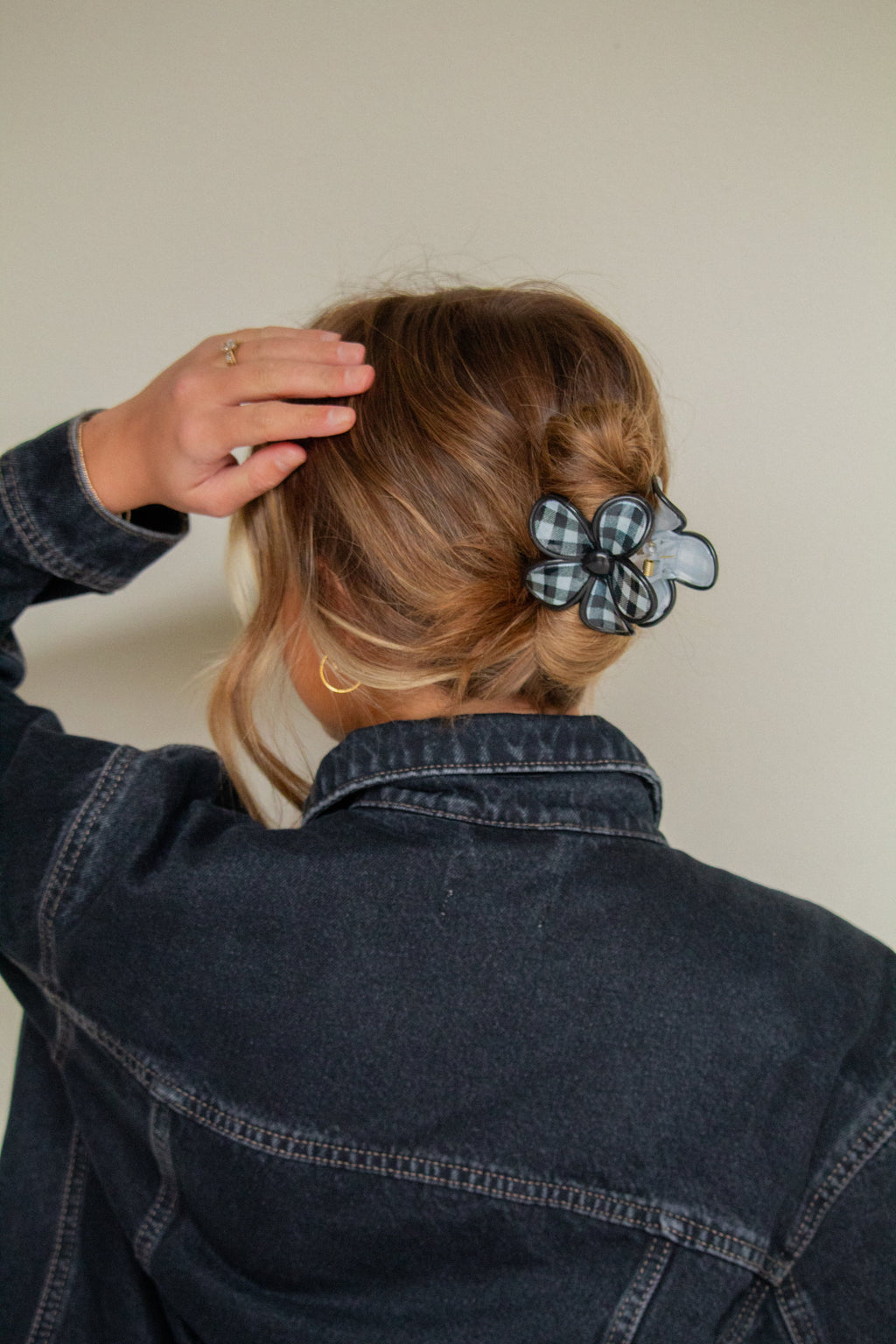 Plaid Flower Claw Clip