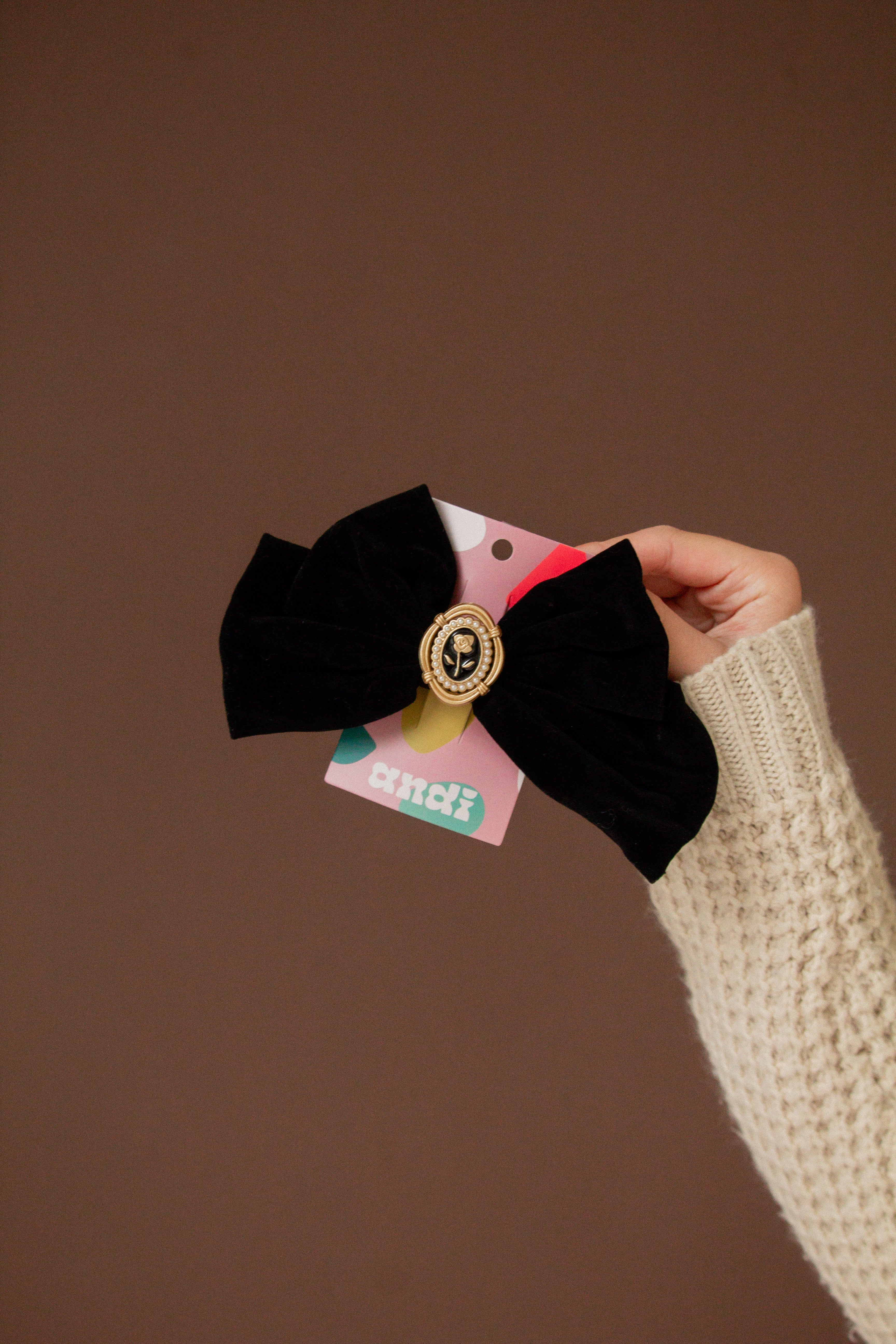 Rose Pendant Bow Barrette