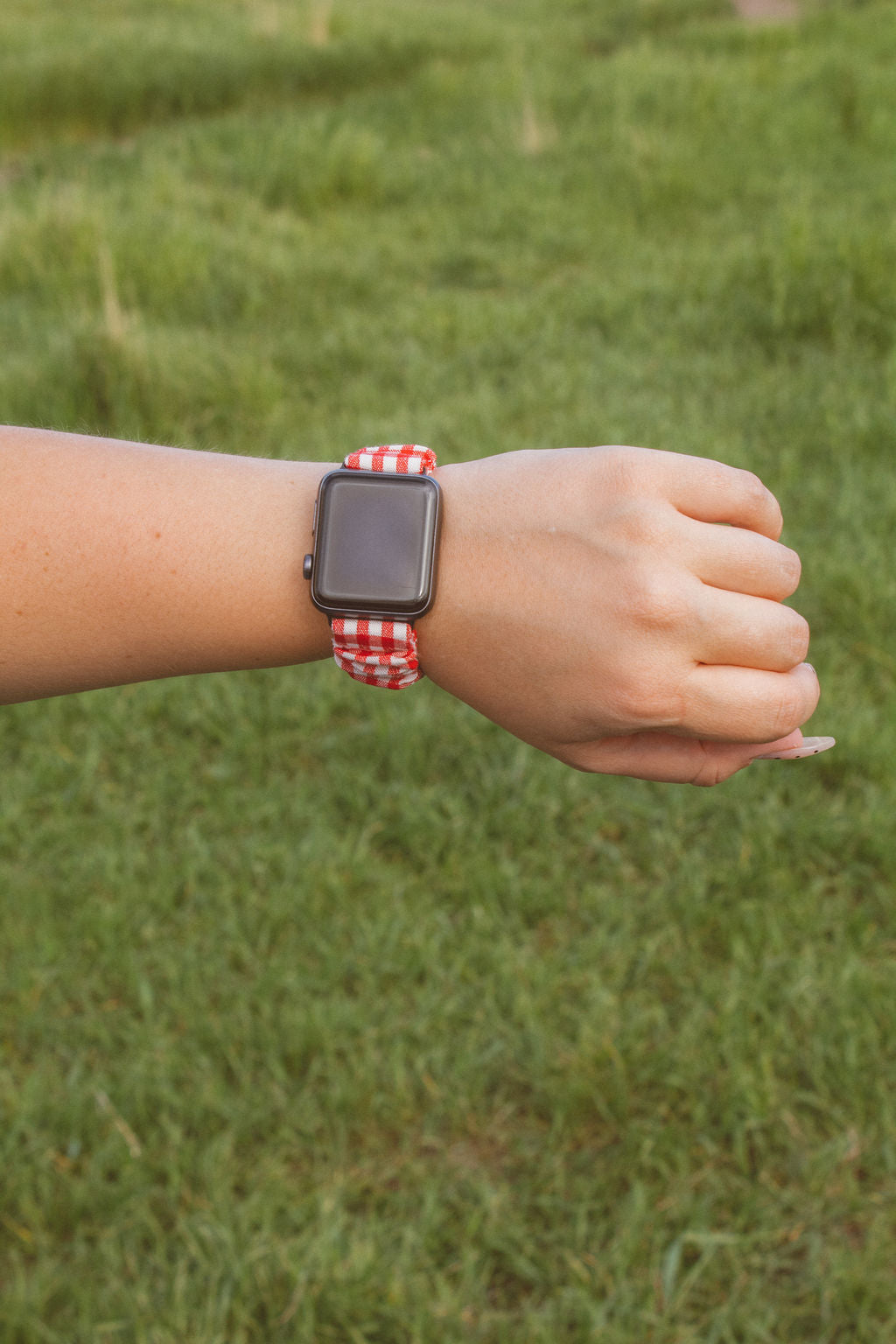 Red Checkered Scrunchie Watch Band