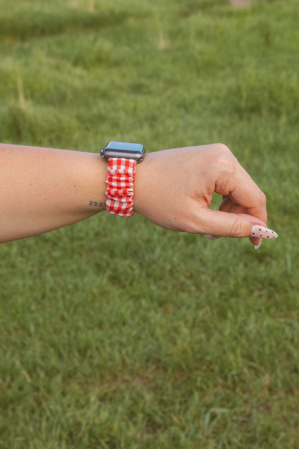 Red Checkered Scrunchie Watch Band