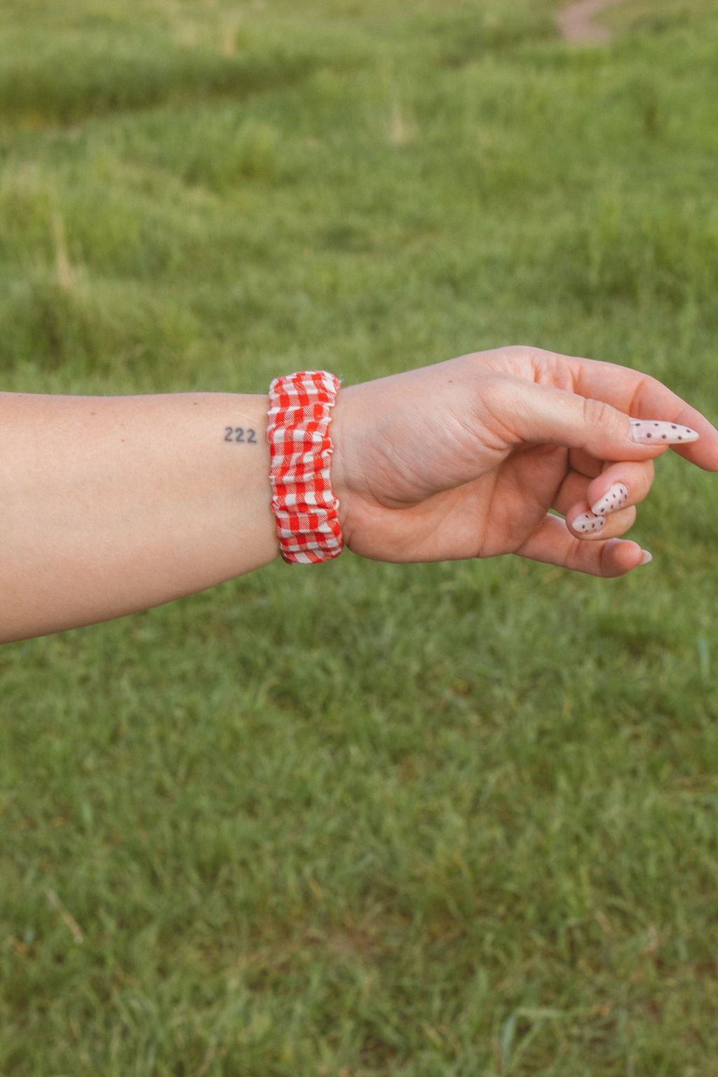 Red Checkered Scrunchie Watch Band