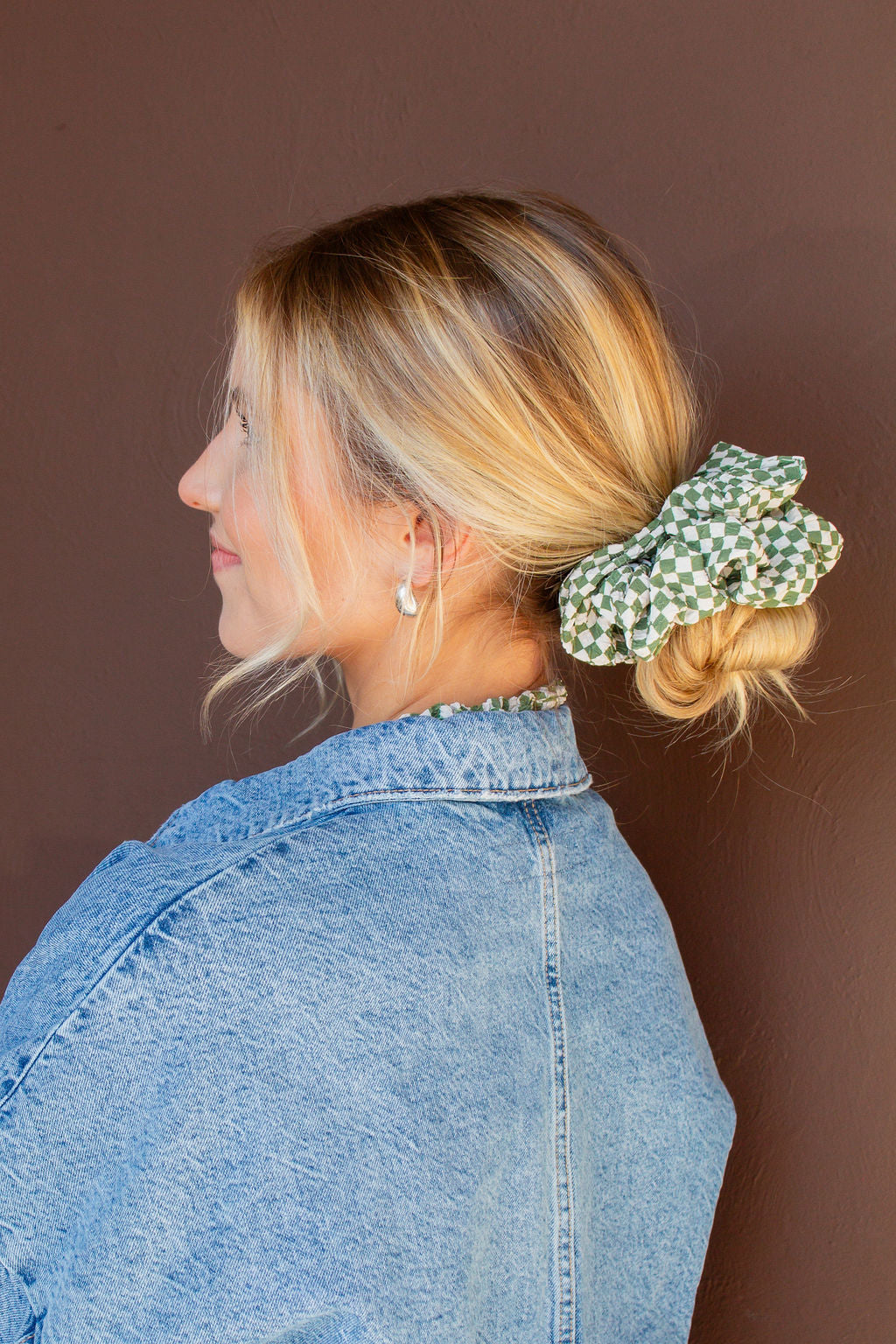 Lindsey Checked Jumbo Scrunchie