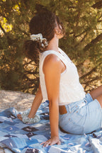 Sage Gingham Jumbo Scrunchie
