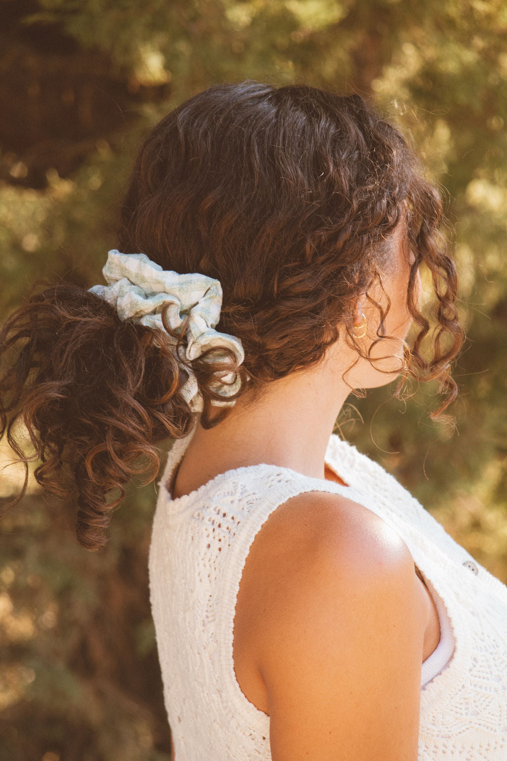 Sage Gingham Jumbo Scrunchie