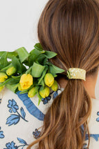 Gold Ruffled Bar Ponytail Cuff
