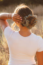 Green Floral Jumbo Scrunchie