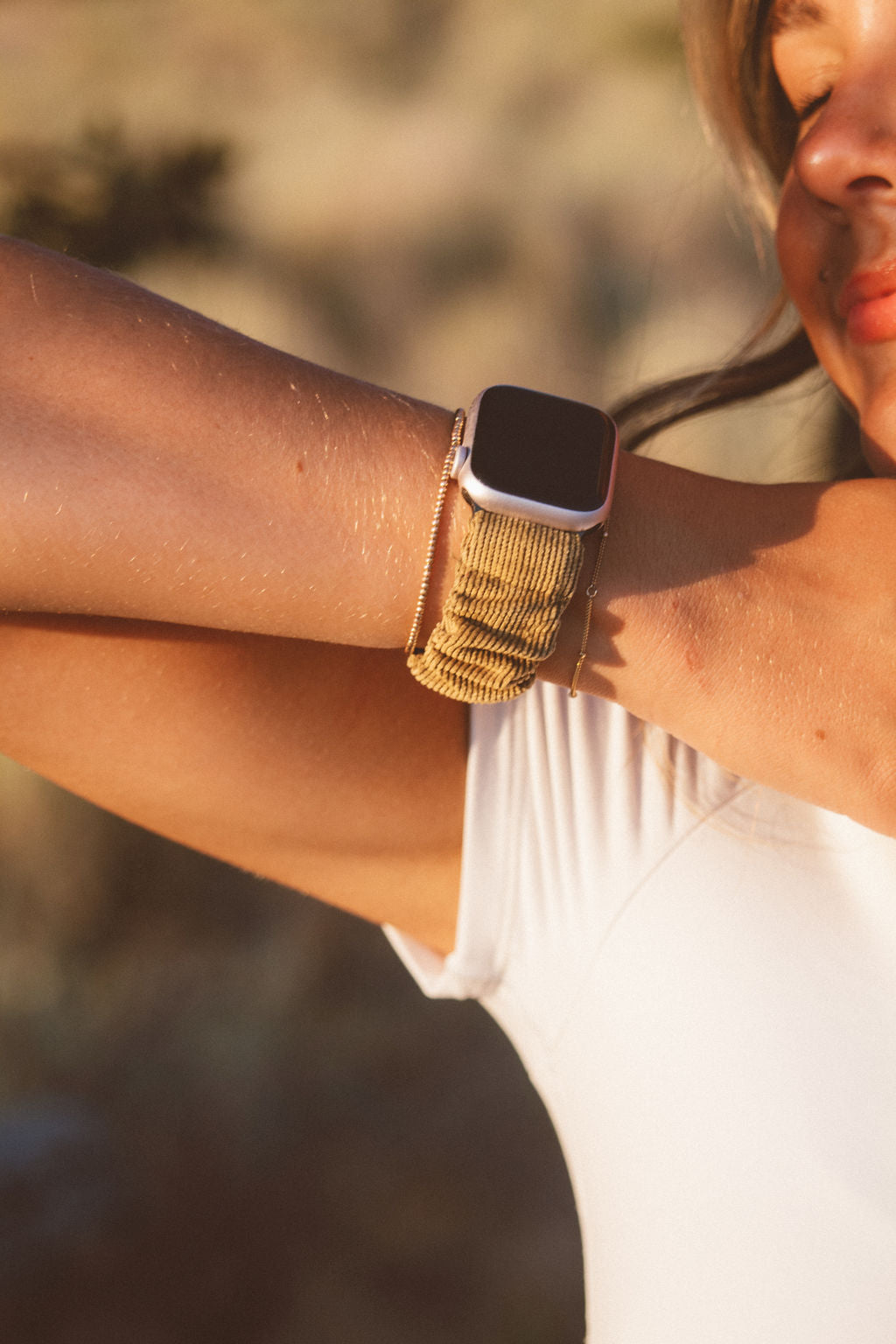 Olive Corduroy Watch Band