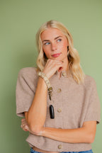 Beige Floral Keychain