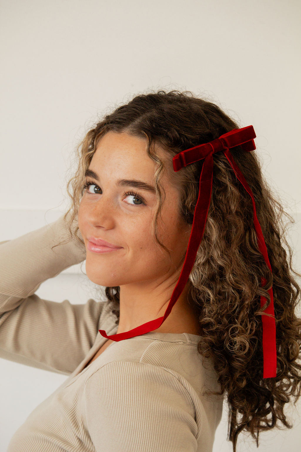 Red Velvet Double Bow Clip