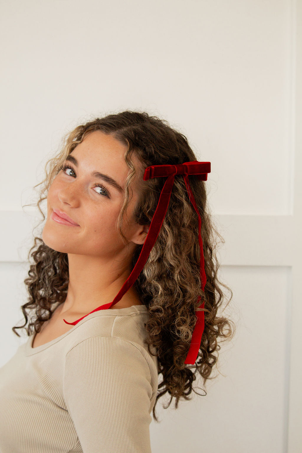 Red Velvet Double Bow Clip