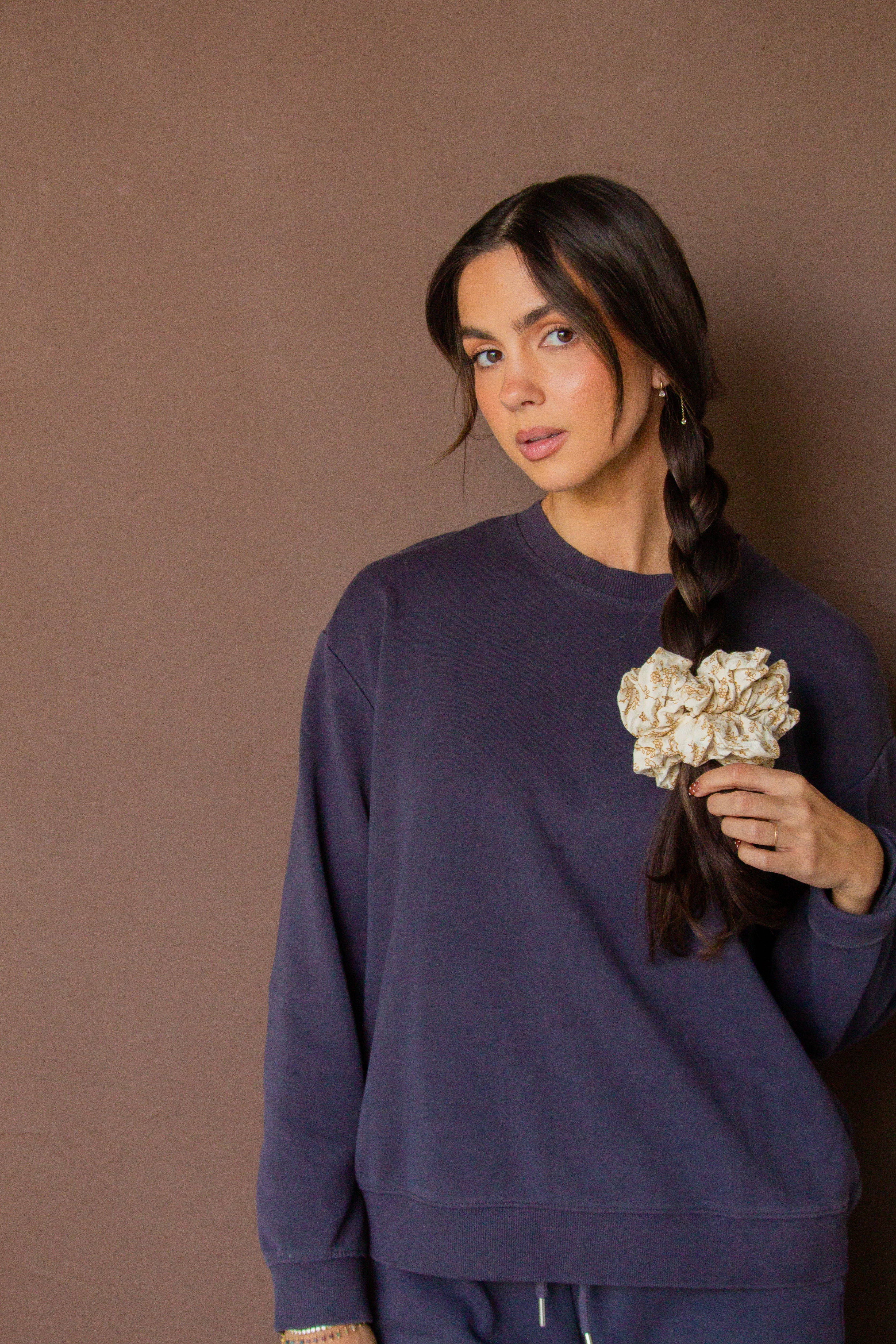 Creamy Floral Jumbo Scrunchie