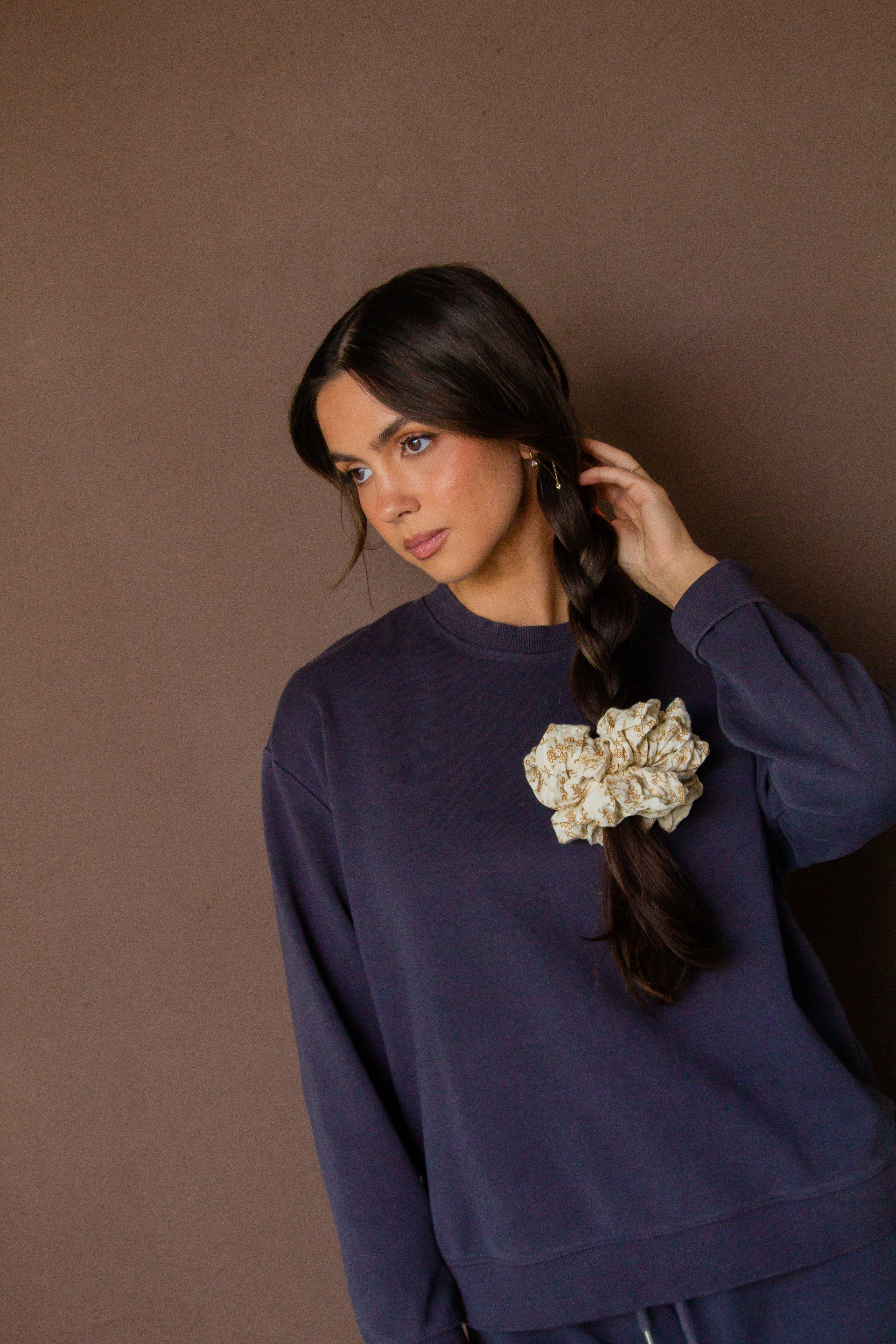Creamy Floral Jumbo Scrunchie