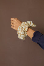 Creamy Floral Jumbo Scrunchie