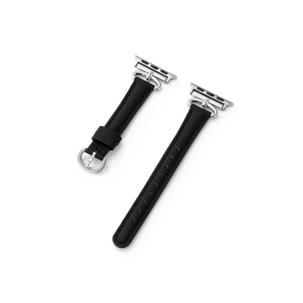 Metal Accented Leather Watch Band for Apple Watch