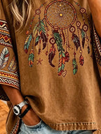 Women'S Casual Retro Print Top