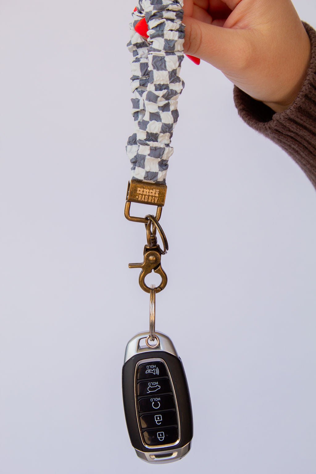 Andi x Rad Rev Grey Checkered Keychain