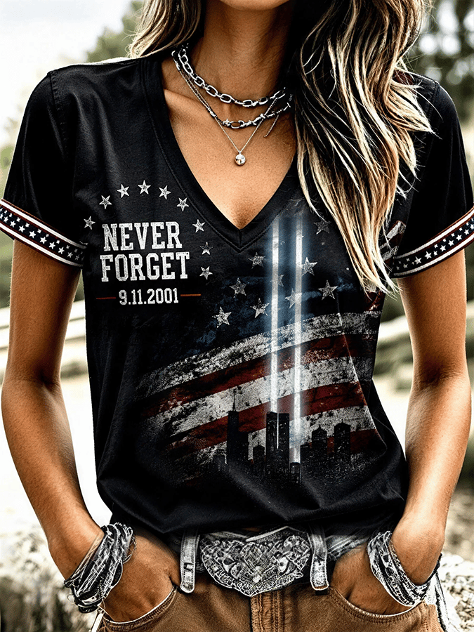 Women's Never Forget September 11 Print T-Shirt