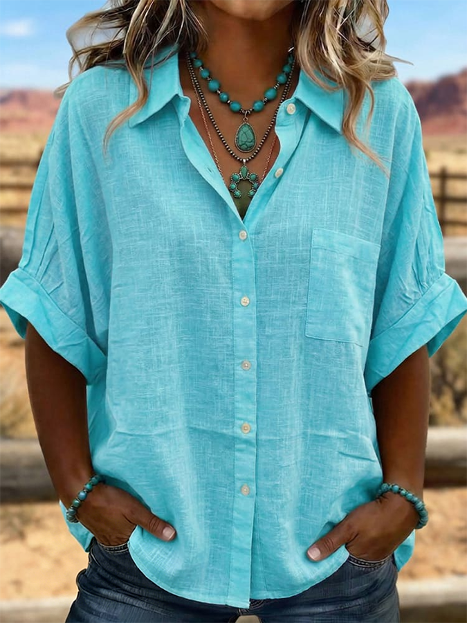 Vintage Art Patchwork Cotton And Linen Shirt