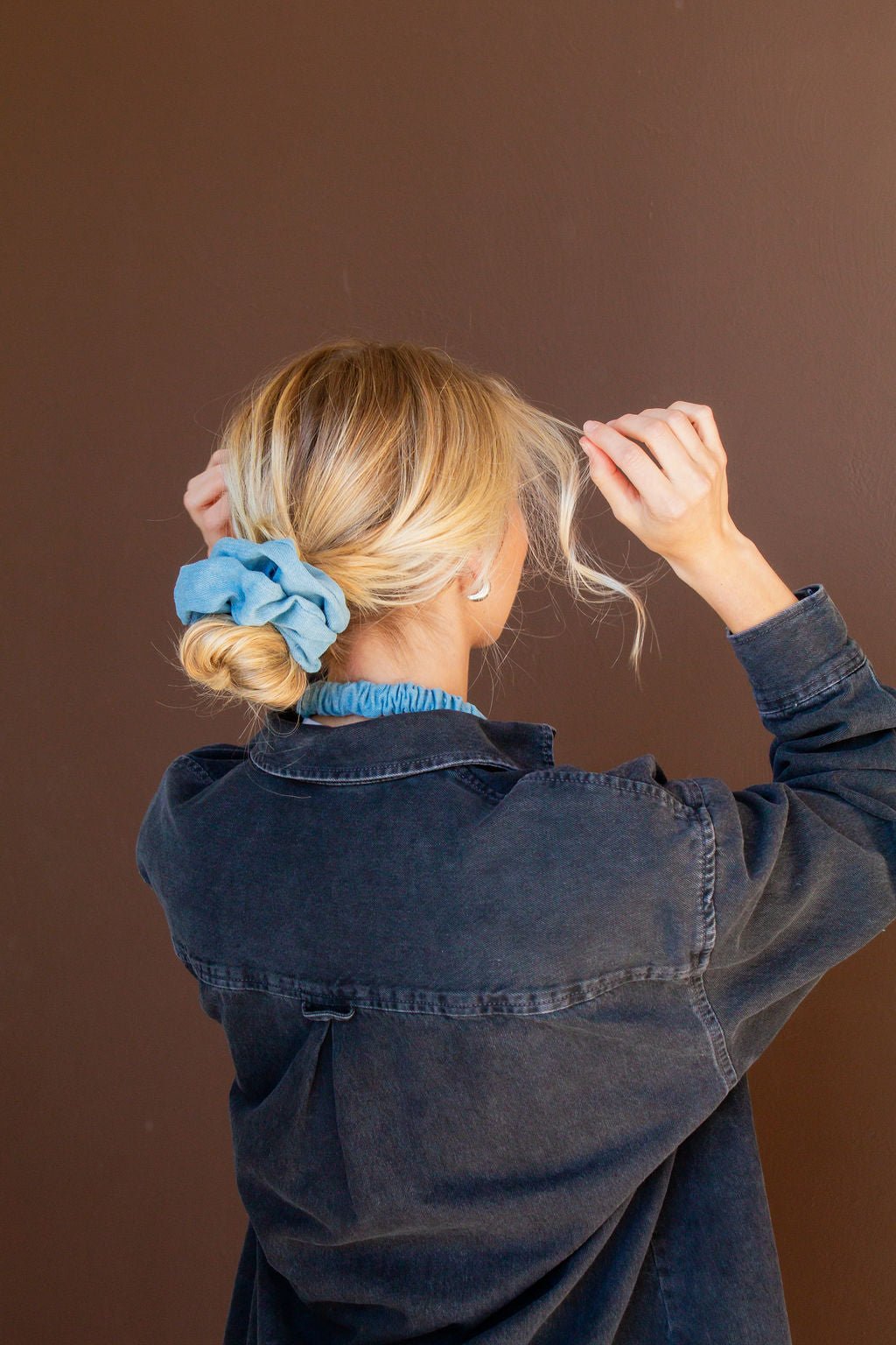 Baby Blue Jean Oversized Scrunchie