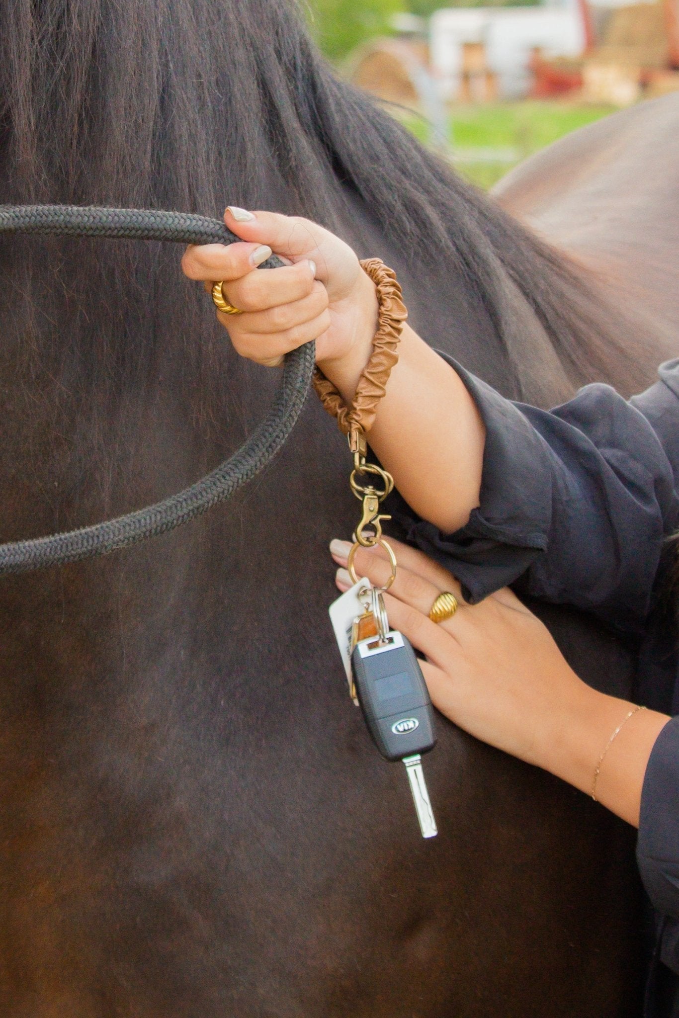 Brown Leather Keychain