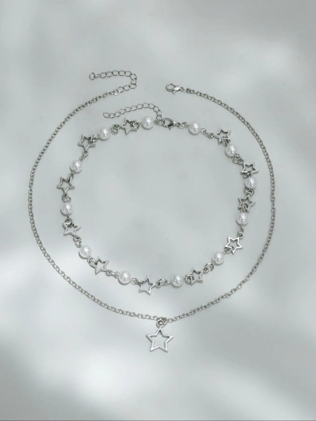 Star & Faux Pearl Decor Pendant Necklace Set for Parties
