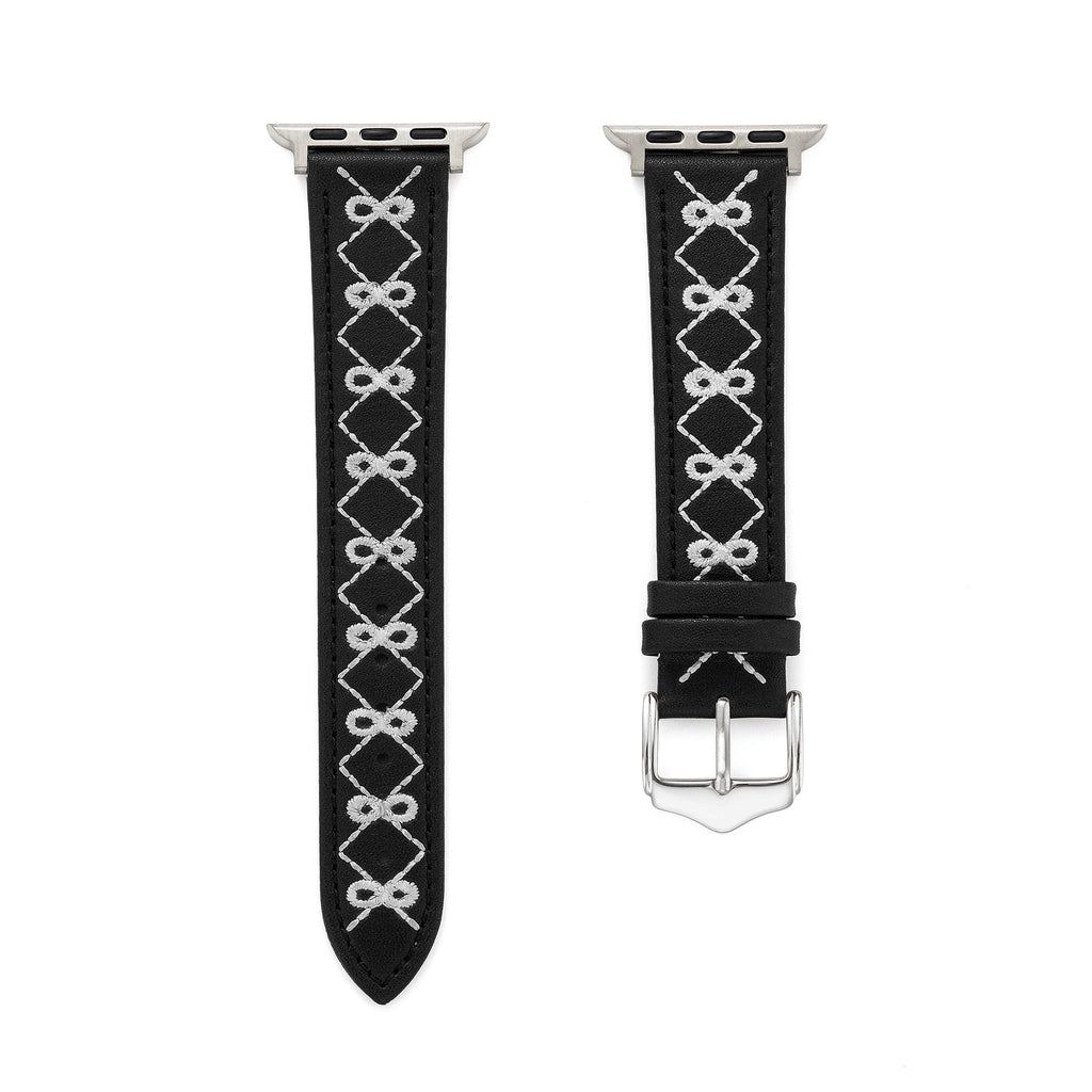 Embroidered Bow Leather Watch Band for Apple Watch