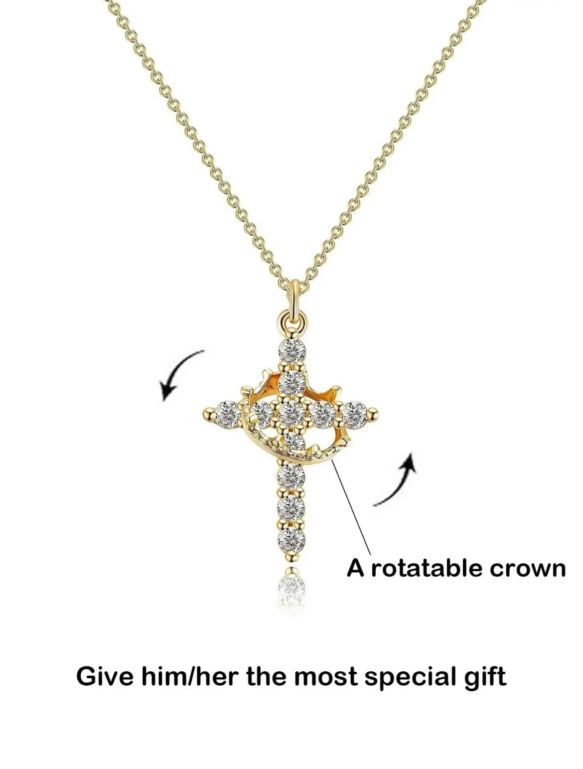 Simple Crown & Cross Pendant Choker Necklace