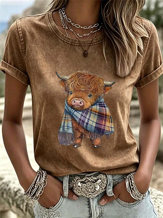 Women'S Western Cartoon Animation Printed T-Shirt
