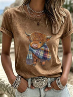 Women'S Western Cartoon Animation Printed T-Shirt
