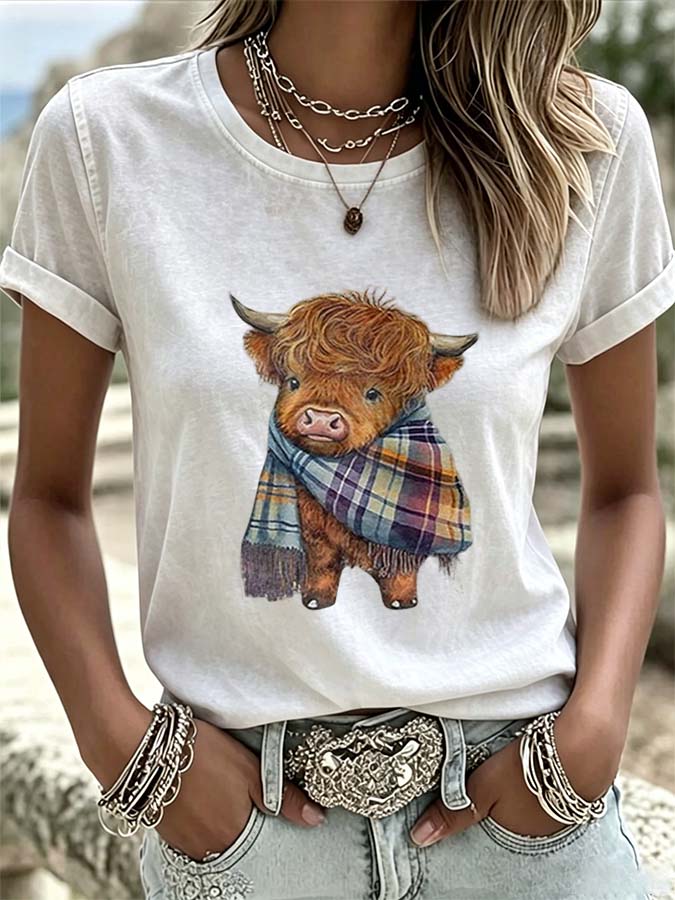 Women'S Western Cartoon Animation Printed T-Shirt
