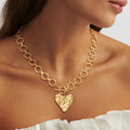 Tewiky Chunky Gold Heart Pendant Necklace for Women