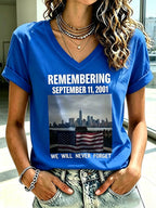 Women's Never Forget September 11 Print T-Shirt