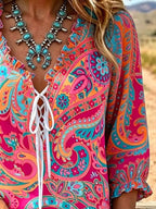 Women'S Casual Retro Print Top
