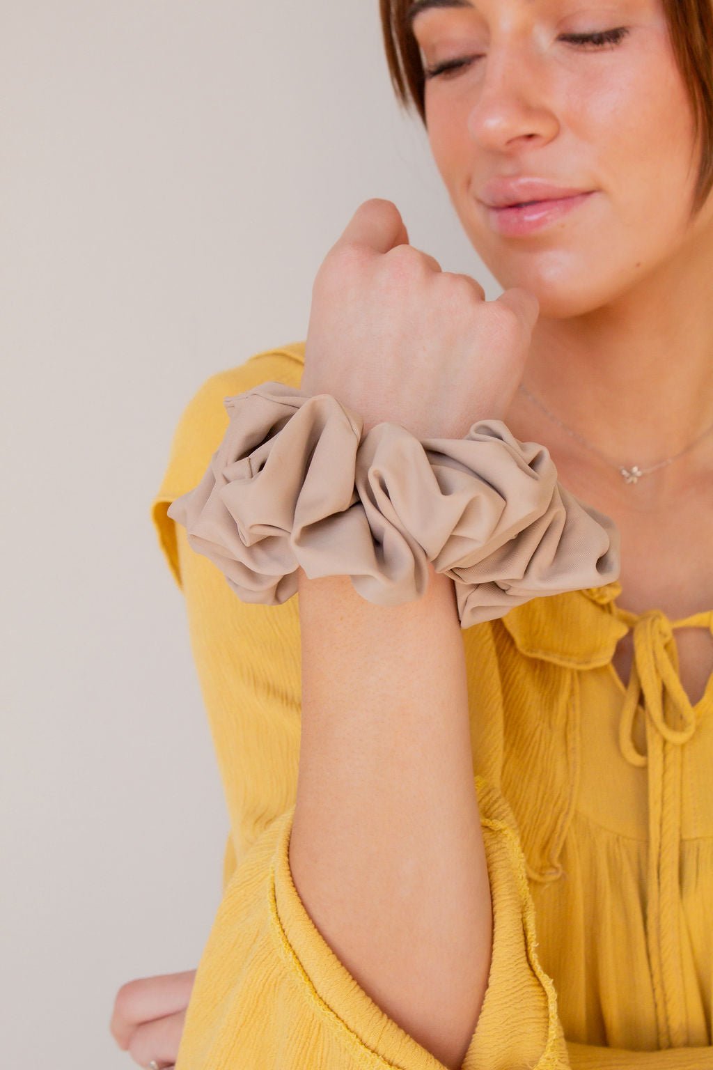 Tan Jumbo Athletic Scrunchie