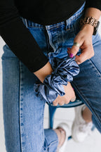 Midnight Moon Satin Jumbo Scrunchie