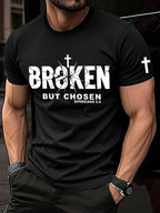 Men's Christian Cross Broken But Chosen Print Tee