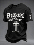 Men's Christian Cross Broken But Chosen Print Tee