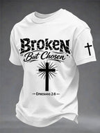 Men's Christian Cross Broken But Chosen Print Tee