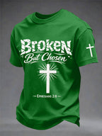 Men's Christian Cross Broken But Chosen Print Tee