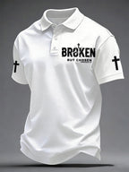 Men's Christian Cross Broken But Chosen Print Polo