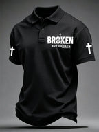 Men's Christian Cross Broken But Chosen Print Polo
