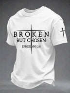 Men's Christian Cross Broken But Chosen Print Tee