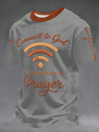Men's "Connect To God,The Password IS Prayer" Print Casual Waffle Short Sleeve