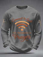 Men's "Connect To God,The Password IS Prayer" Print Casual Waffle Long Sleeve T-Shirt