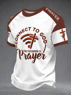 Men's "Connect To God,The Password IS Prayer" Print Casual short sleeves t-shirt