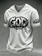 Men's Christian God Is Good Cross Short Sleeve V-neck T-shirt