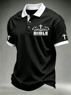 Men's Christian Cross Print Polo